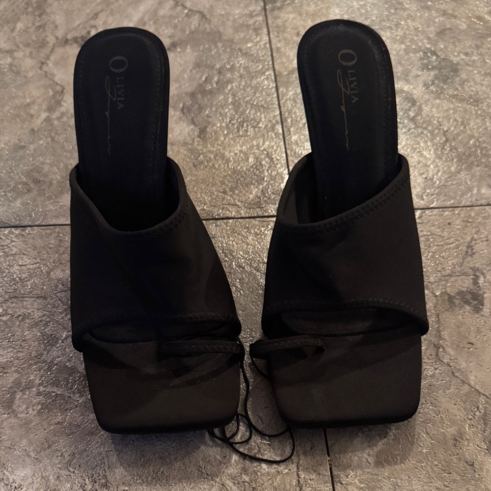 Black Slide Mule Heels